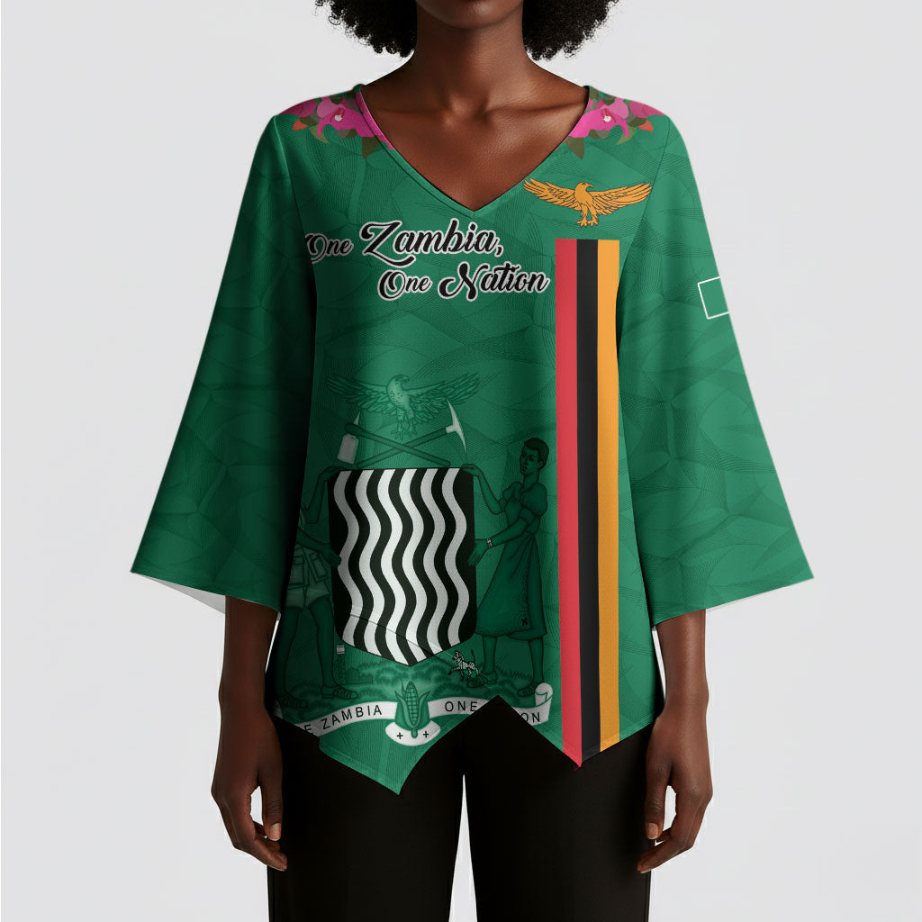 Personalized One Zambia One Nation Kimono Sleeve Blouse Happy Independence Day
