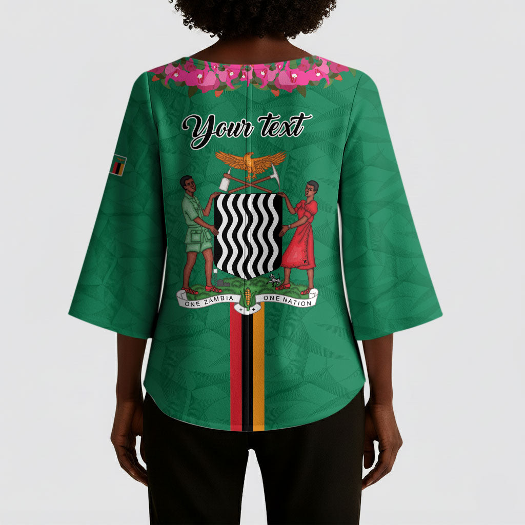 Personalized One Zambia One Nation Kimono Sleeve Blouse Happy Independence Day