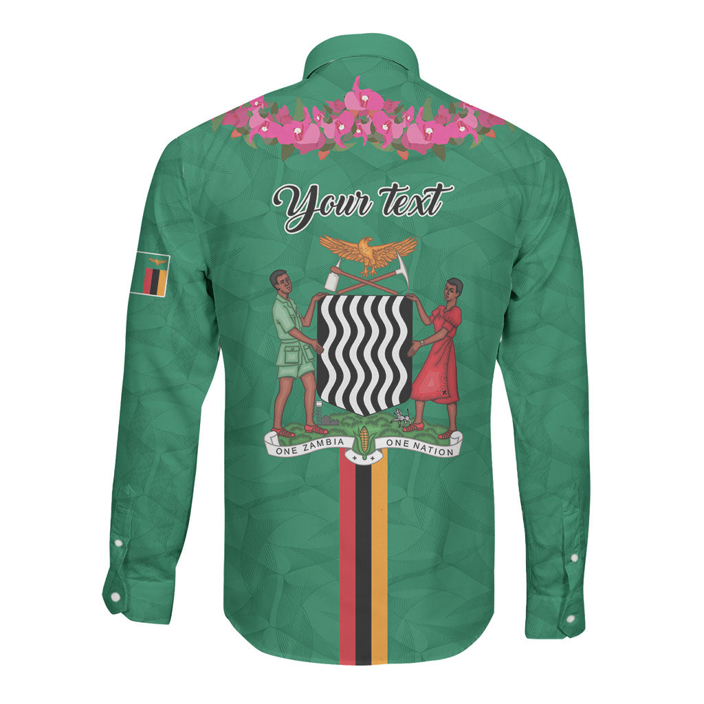 Personalized One Zambia One Nation Long Sleeve Button Shirt Happy Independence Day