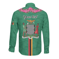 Personalized One Zambia One Nation Long Sleeve Button Shirt Happy Independence Day