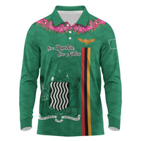 Personalized One Zambia One Nation Long Sleeve Polo Shirt Happy Independence Day
