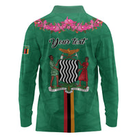 Personalized One Zambia One Nation Long Sleeve Polo Shirt Happy Independence Day