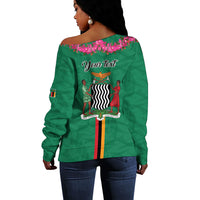 Personalized One Zambia One Nation Off Shoulder Sweater Happy Independence Day