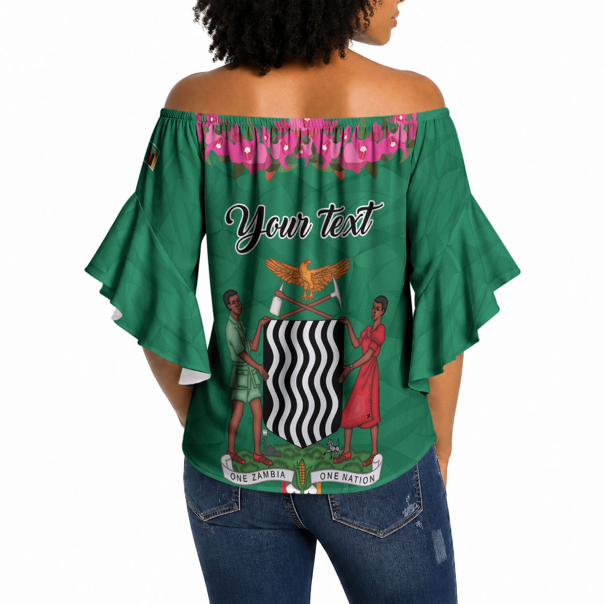 Personalized One Zambia One Nation Off Shoulder Wrap Waist Top Happy Independence Day