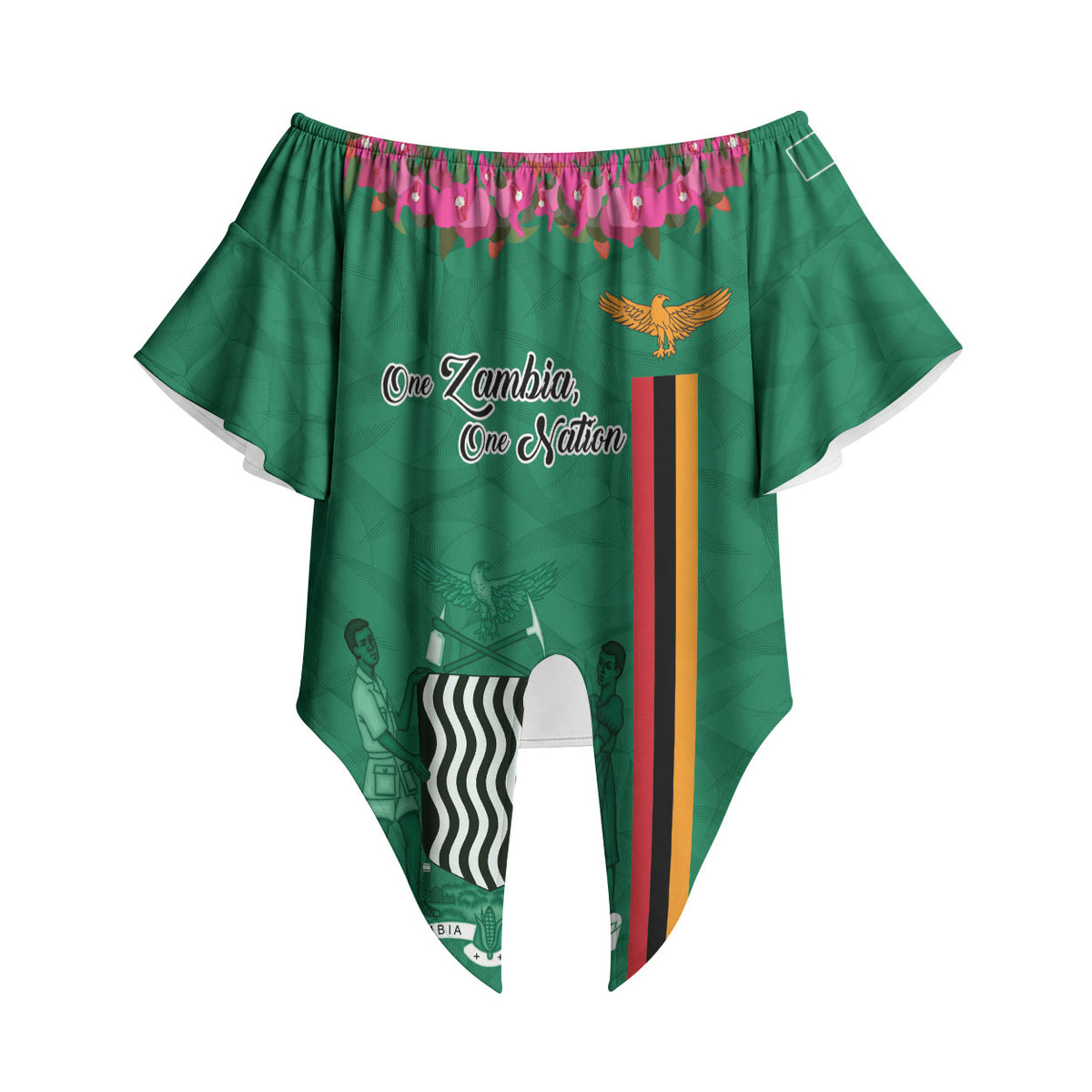 Personalized One Zambia One Nation Off Shoulder Wrap Waist Top Happy Independence Day