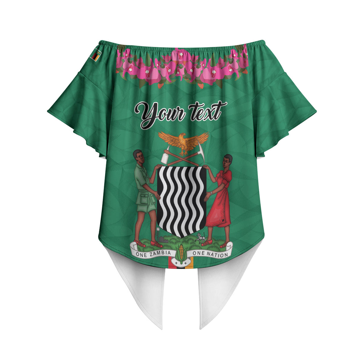 Personalized One Zambia One Nation Off Shoulder Wrap Waist Top Happy Independence Day