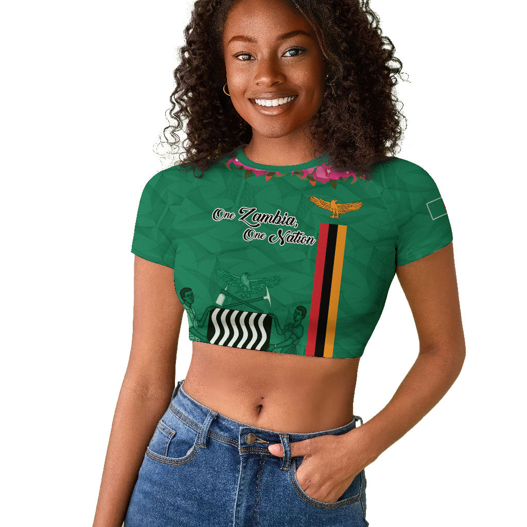 Personalized One Zambia One Nation Raglan Cropped T shirt Happy Independence Day