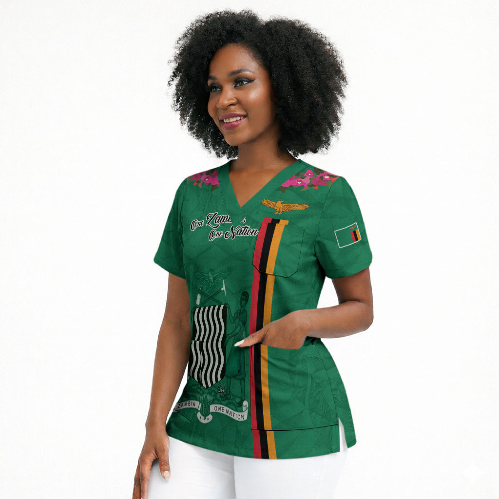 Personalized One Zambia One Nation Scrub Top Happy Independence Day