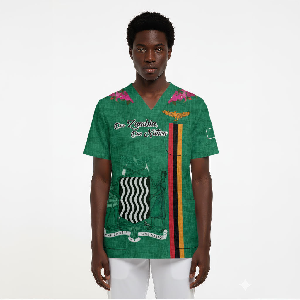 Personalized One Zambia One Nation Scrub Top Happy Independence Day