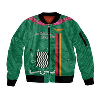 Personalized One Zambia One Nation Sleeve Zip Bomber Jacket Happy Independence Day