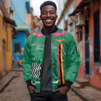 Personalized One Zambia One Nation Sleeve Zip Bomber Jacket Happy Independence Day