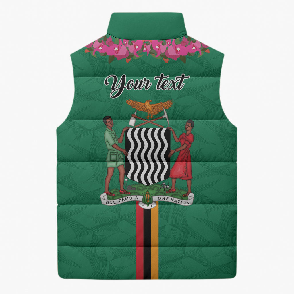 Personalized One Zambia One Nation Sleeveless Puffer Jacket Happy Independence Day