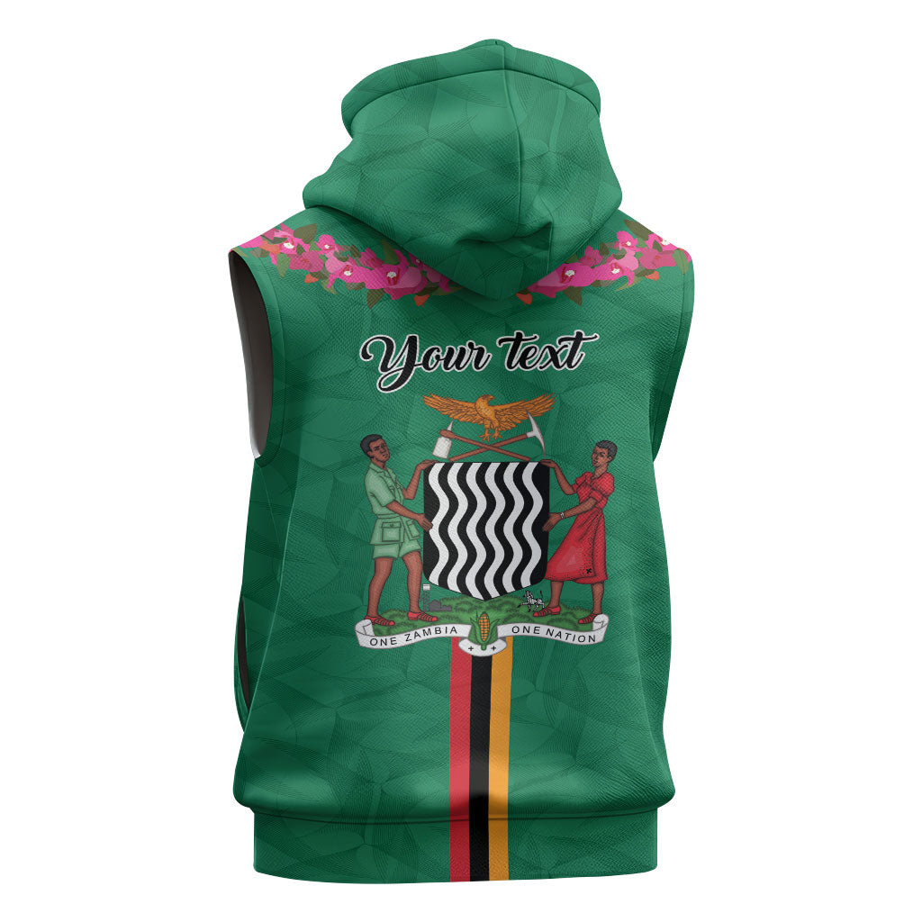 Personalized One Zambia One Nation Sleeveless Zip Hoodie Happy Independence Day