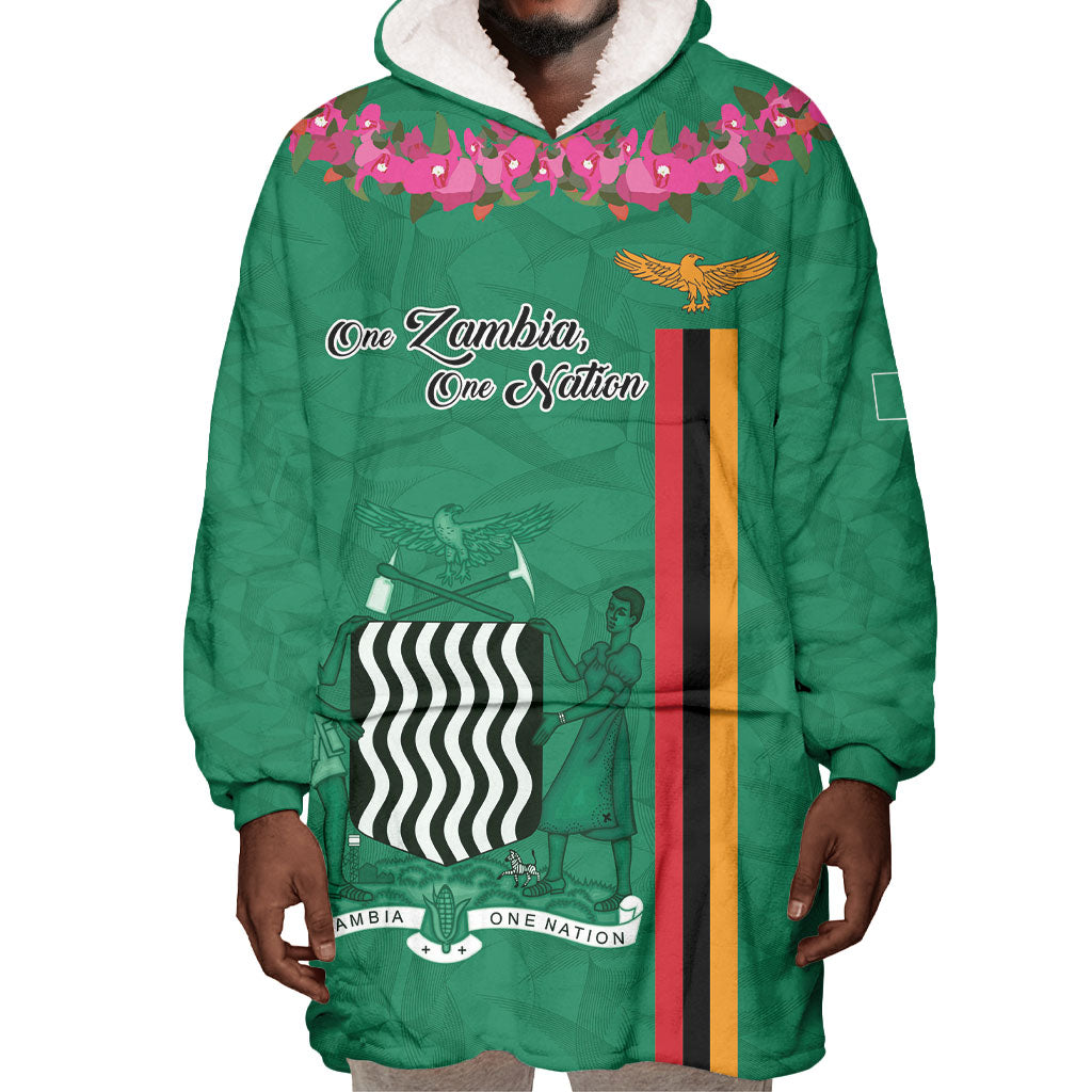 Personalized One Zambia One Nation Wearable Blanket Hoodie Happy Independence Day