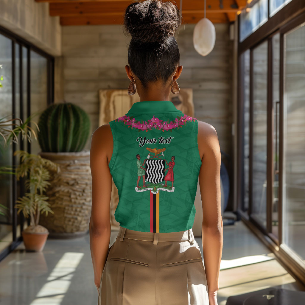 Personalized One Zambia One Nation Women Sleeveless Polo Shirt Happy Independence Day