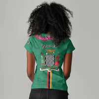Personalized One Zambia One Nation Women V-Neck T-Shirt Happy Independence Day