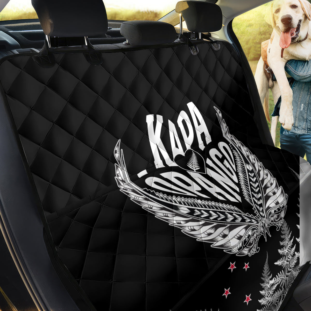 Custom New Zealand Rugby Back Car Seat Cover NZ Opango Forever Silver Fern Heart - Wonder Print Shop