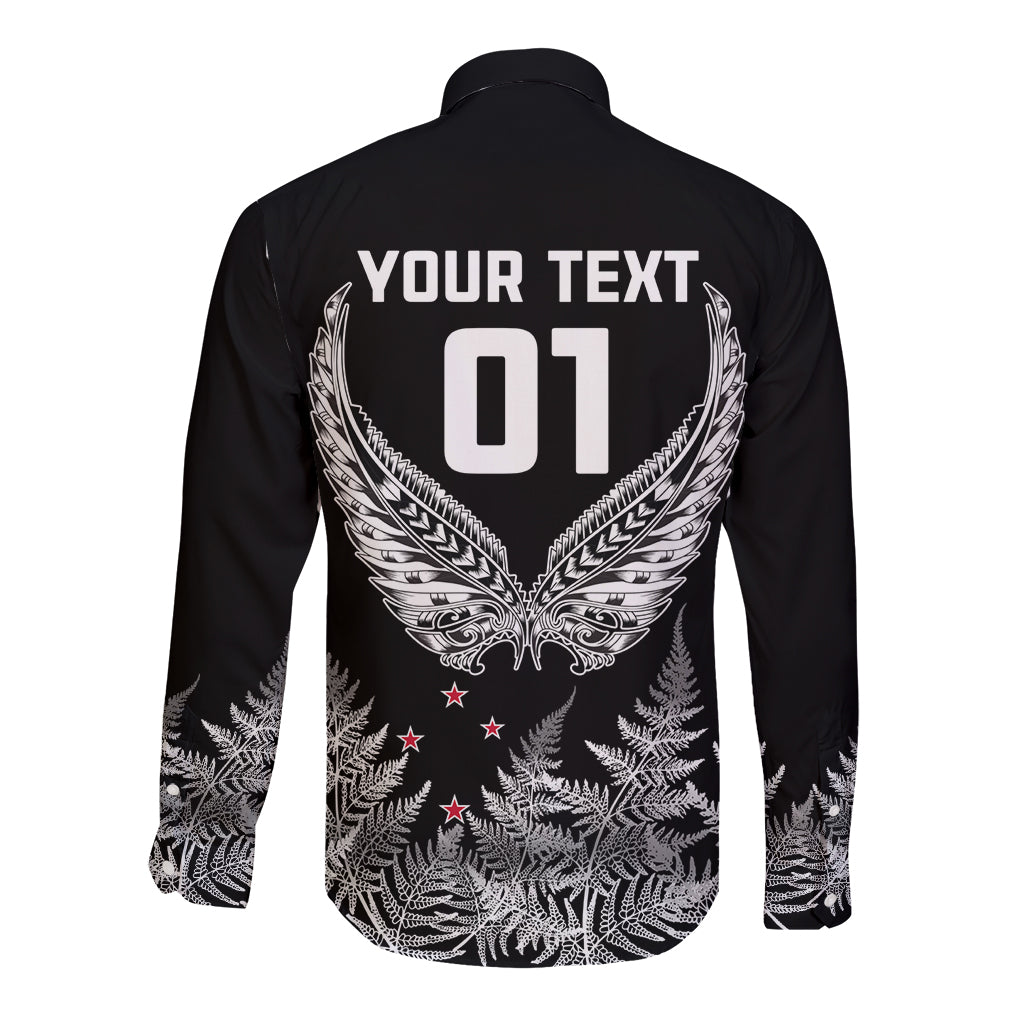 Custom New Zealand Rugby Long Sleeve Button Shirt NZ Opango Forever Silver Fern Heart - Wonder Print Shop