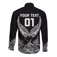 Custom New Zealand Rugby Long Sleeve Button Shirt NZ Opango Forever Silver Fern Heart - Wonder Print Shop