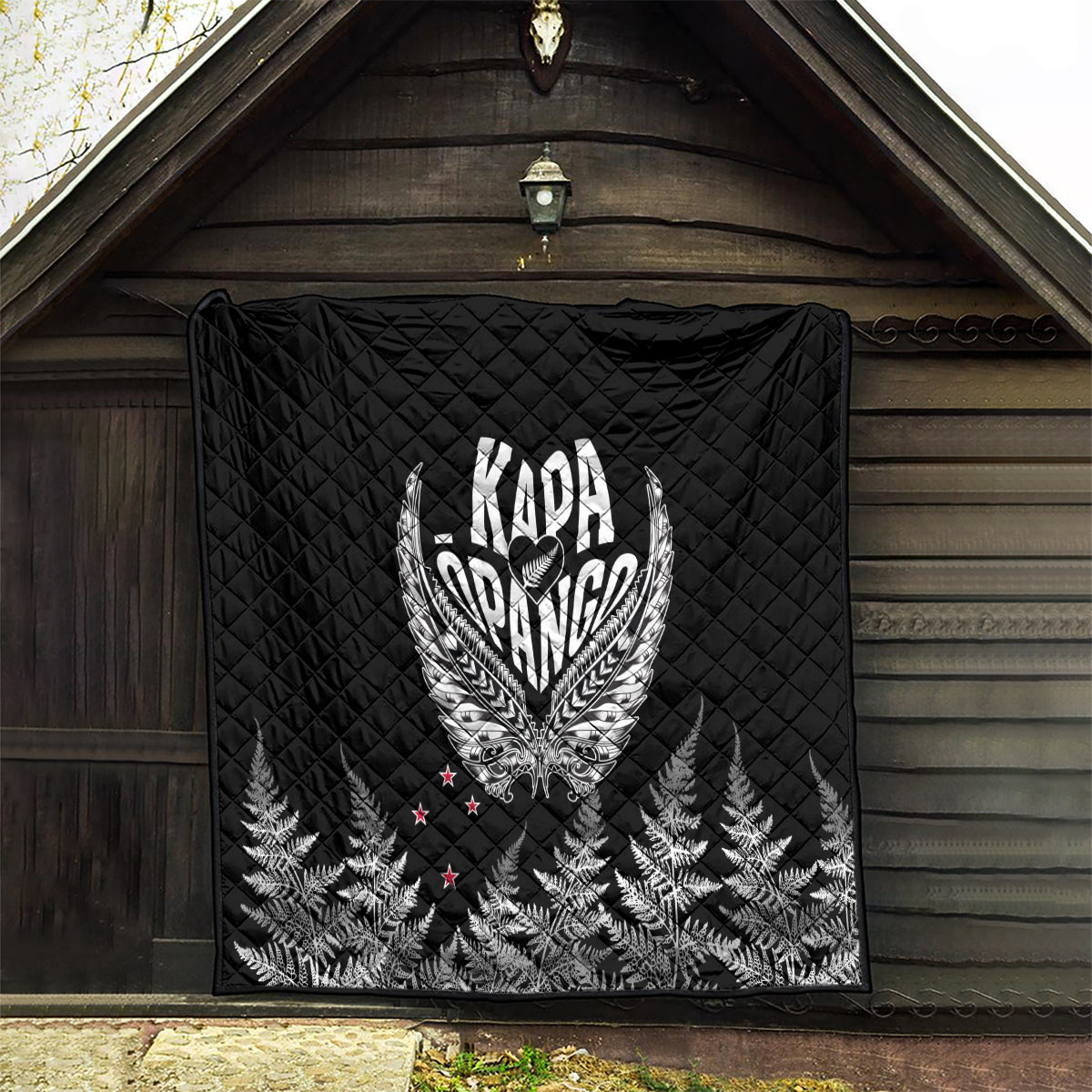 Custom New Zealand Rugby Quilt NZ Opango Forever Silver Fern Heart - Wonder Print Shop