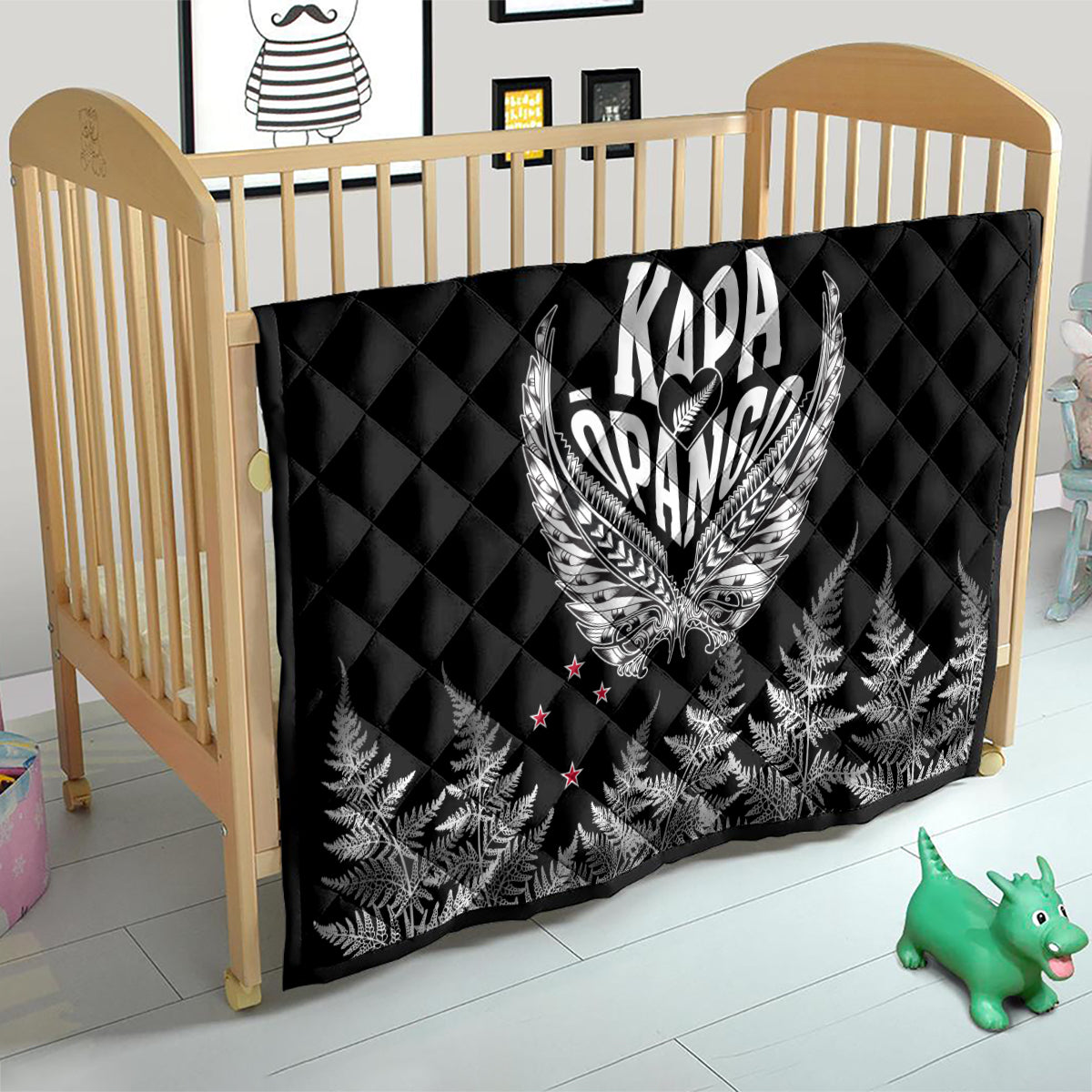 Custom New Zealand Rugby Quilt NZ Opango Forever Silver Fern Heart - Wonder Print Shop