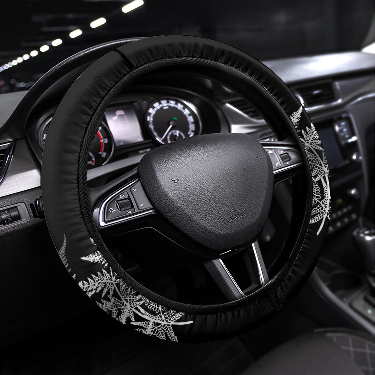 New Zealand Rugby Steering Wheel Cover NZ Opango Forever Silver Fern Heart - Wonder Print Shop