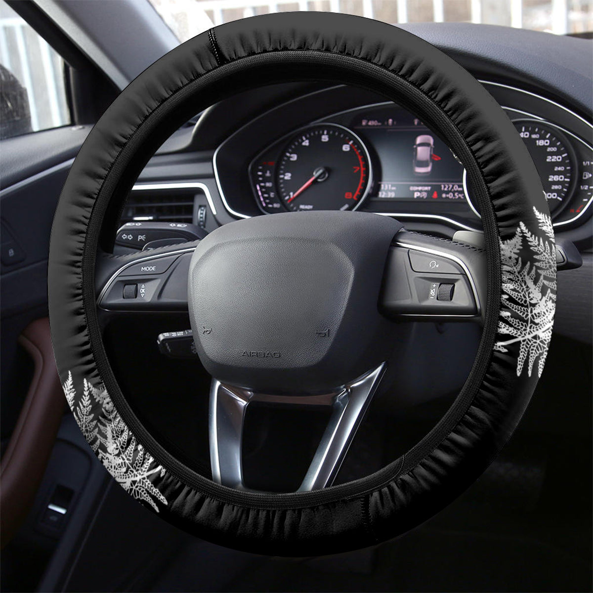 New Zealand Rugby Steering Wheel Cover NZ Opango Forever Silver Fern Heart - Wonder Print Shop