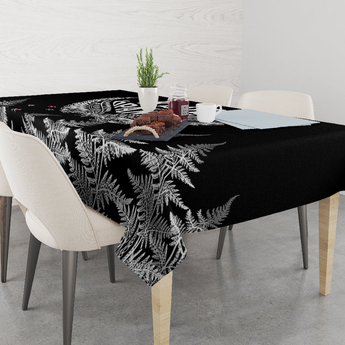 Custom New Zealand Rugby Tablecloth NZ Opango Forever Silver Fern Heart - Wonder Print Shop