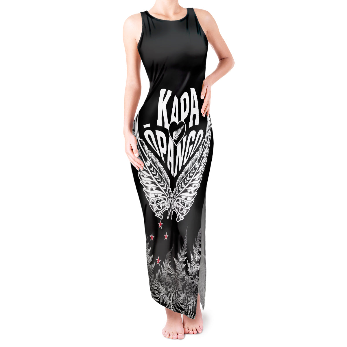 Custom New Zealand Rugby Tank Maxi Dress NZ Opango Forever Silver Fern Heart - Wonder Print Shop