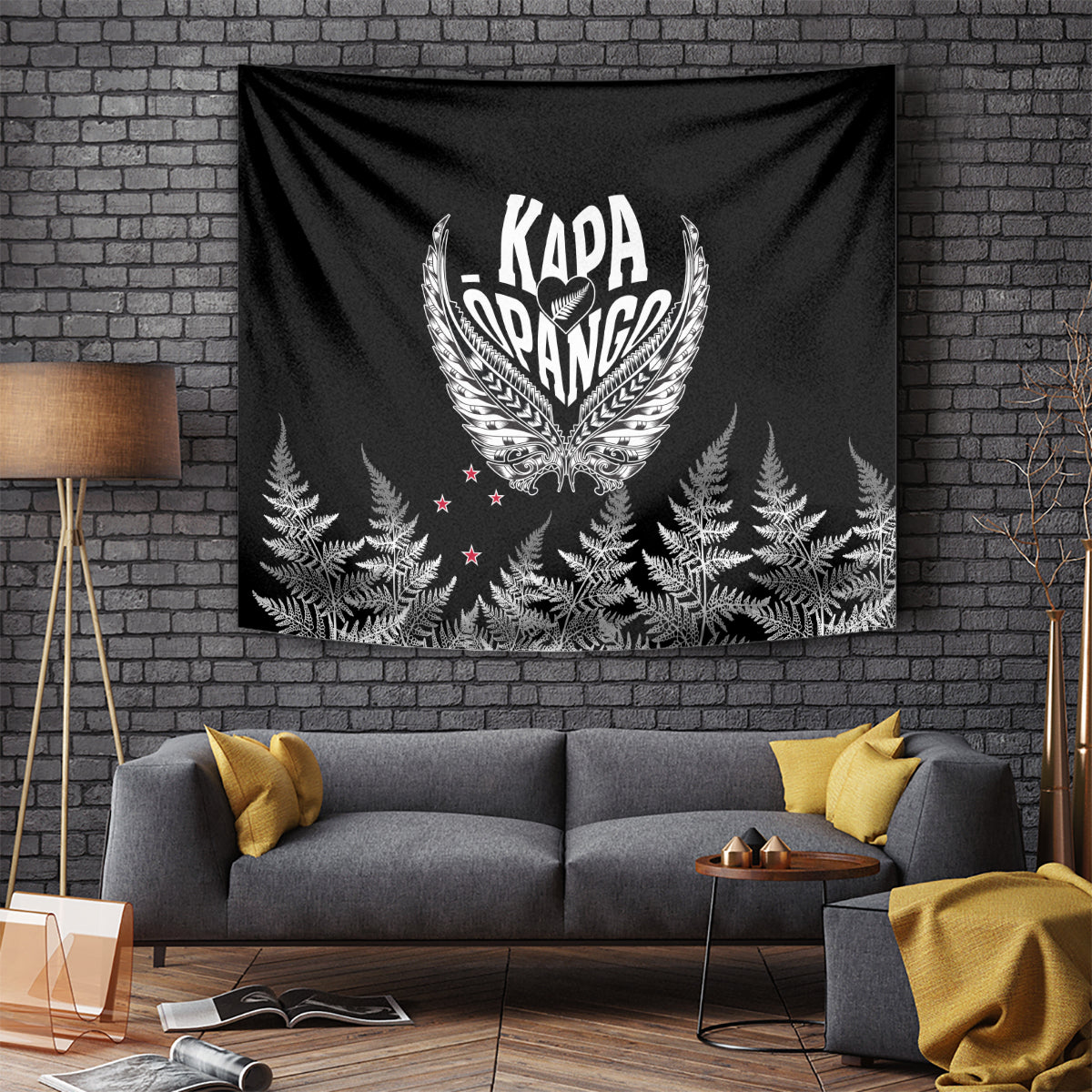 Custom New Zealand Rugby Tapestry NZ Opango Forever Silver Fern Heart - Wonder Print Shop