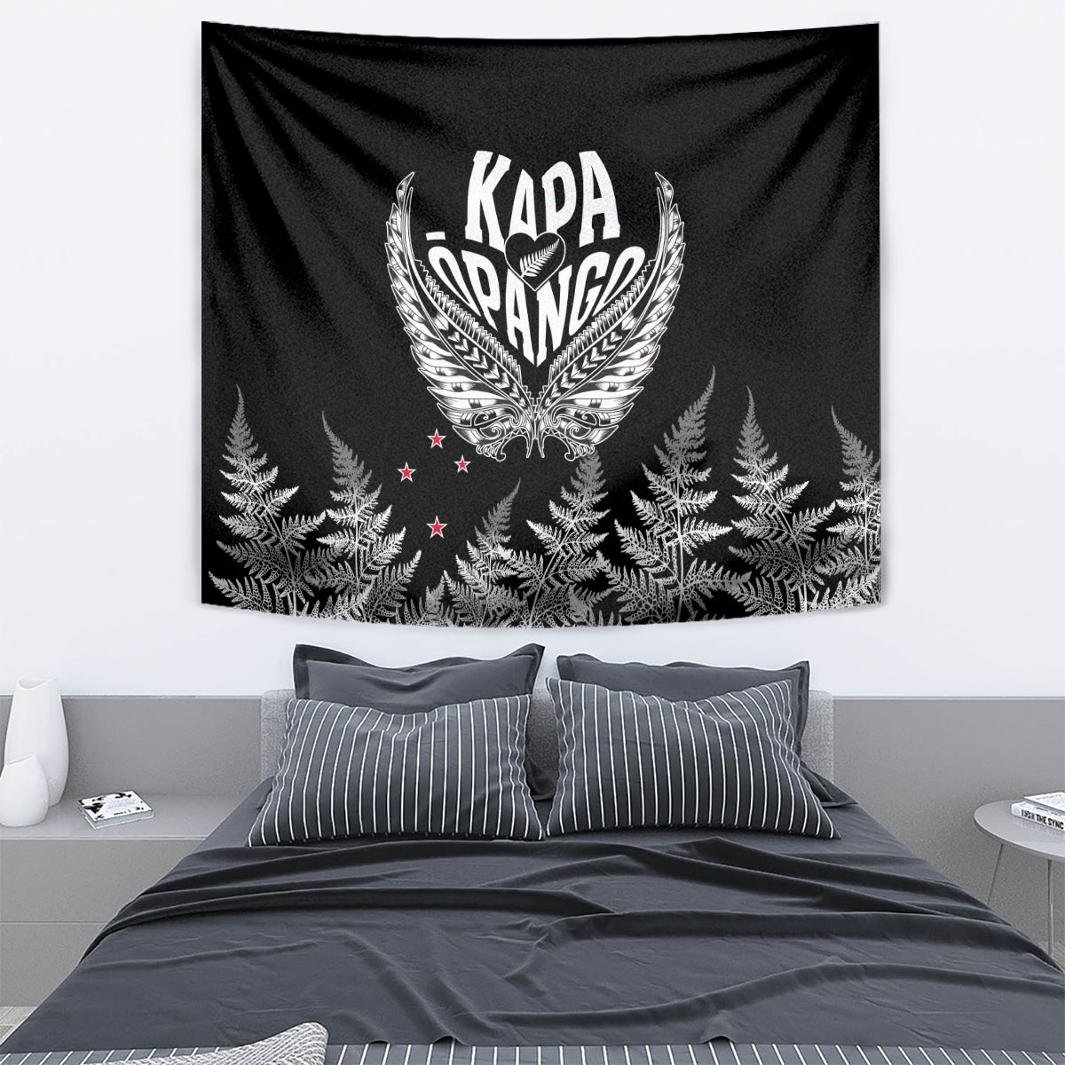 Custom New Zealand Rugby Tapestry NZ Opango Forever Silver Fern Heart - Wonder Print Shop