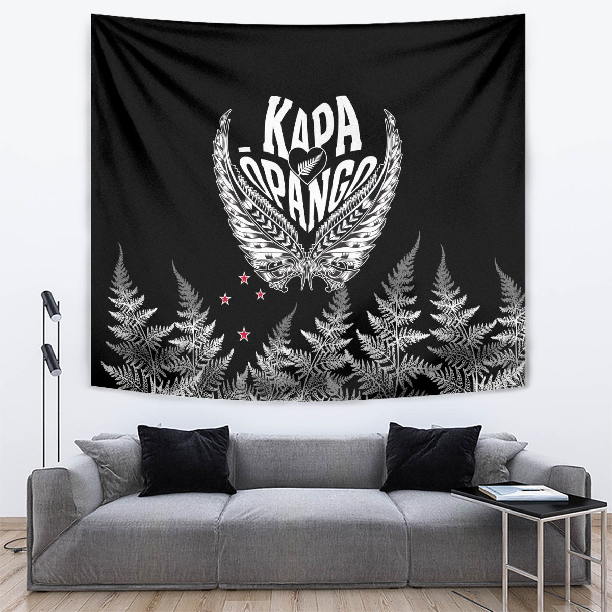 Custom New Zealand Rugby Tapestry NZ Opango Forever Silver Fern Heart - Wonder Print Shop
