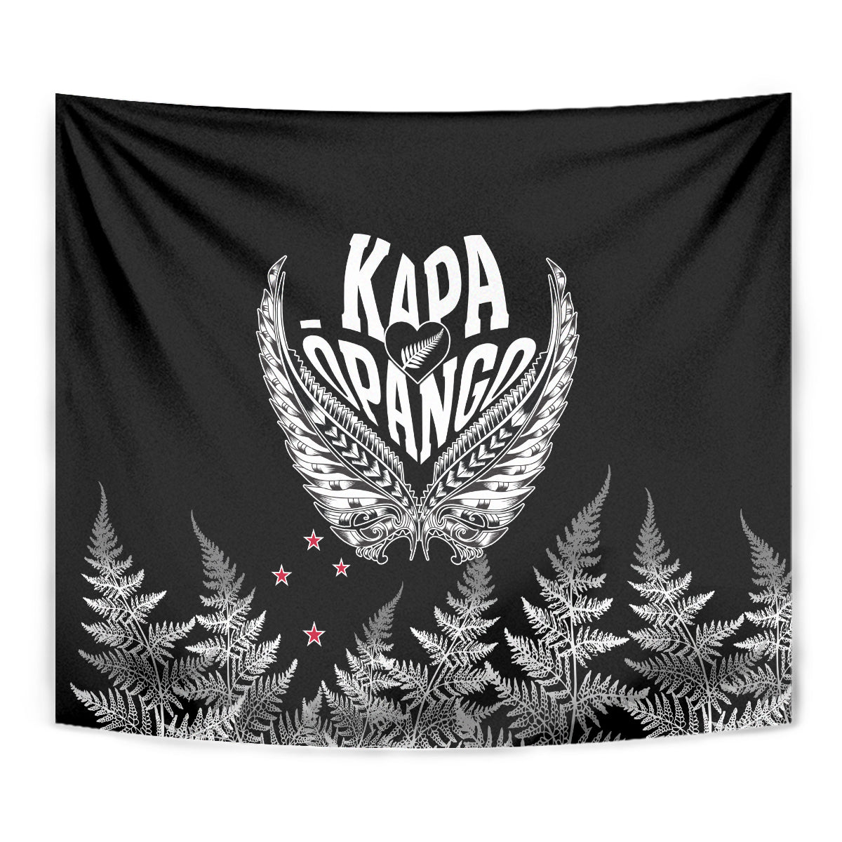 Custom New Zealand Rugby Tapestry NZ Opango Forever Silver Fern Heart - Wonder Print Shop