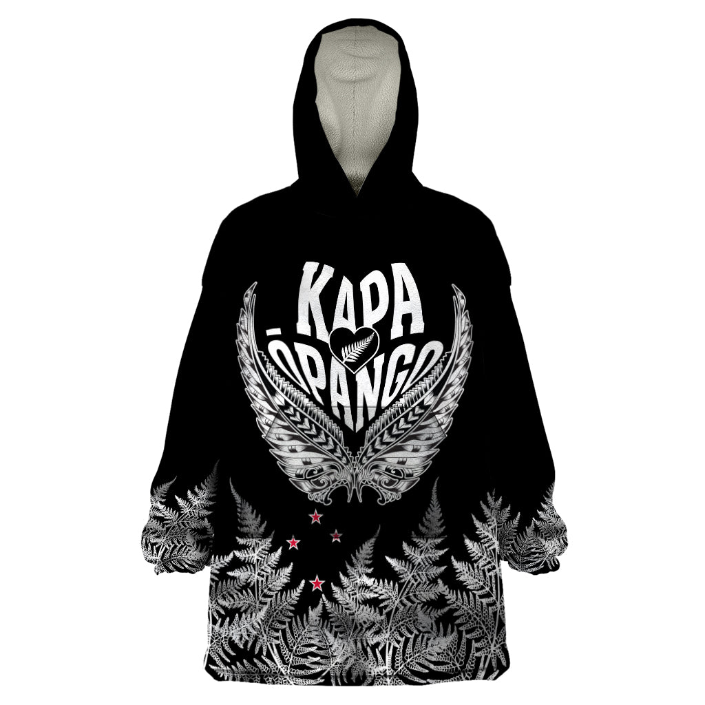 Custom New Zealand Rugby Wearable Blanket Hoodie NZ Opango Forever Silver Fern Heart - Wonder Print Shop