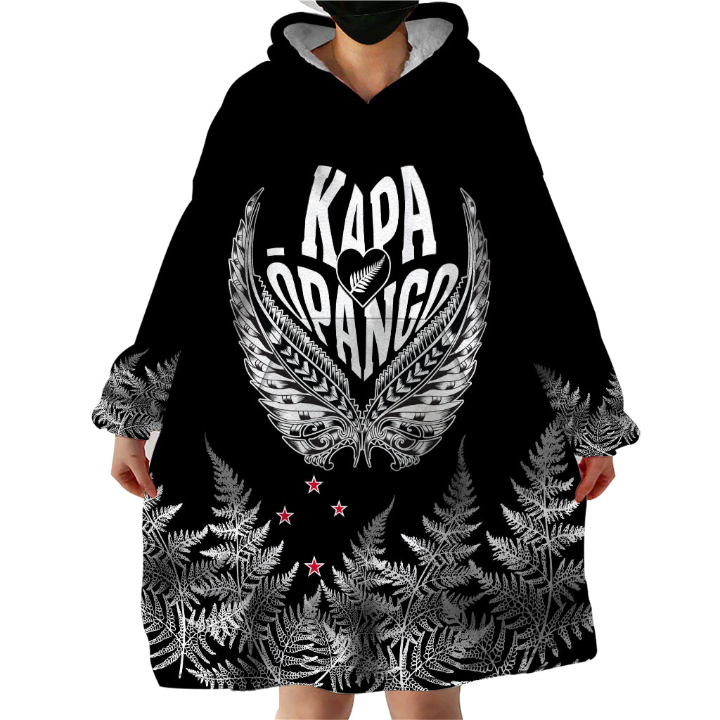 Custom New Zealand Rugby Wearable Blanket Hoodie NZ Opango Forever Silver Fern Heart - Wonder Print Shop