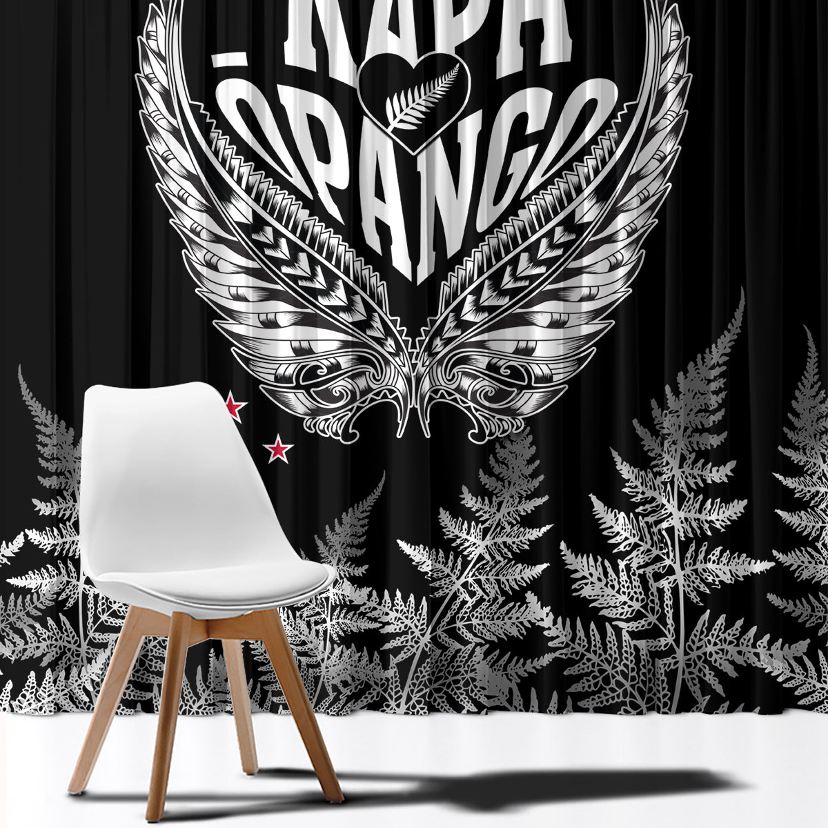 Custom New Zealand Rugby Window Curtain NZ Opango Forever Silver Fern Heart - Wonder Print Shop