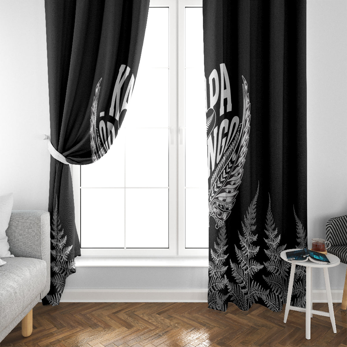 Custom New Zealand Rugby Window Curtain NZ Opango Forever Silver Fern Heart - Wonder Print Shop