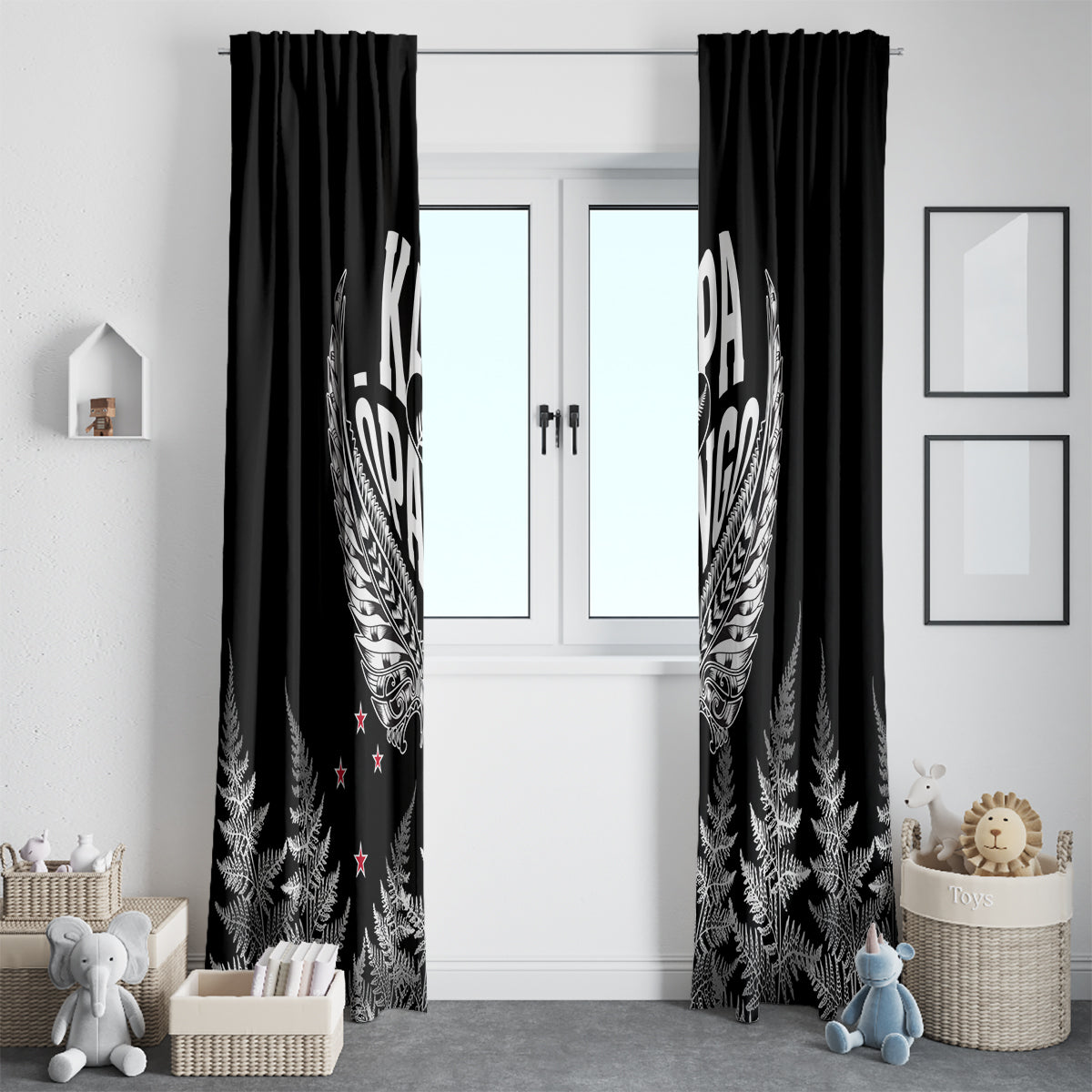 Custom New Zealand Rugby Window Curtain NZ Opango Forever Silver Fern Heart - Wonder Print Shop