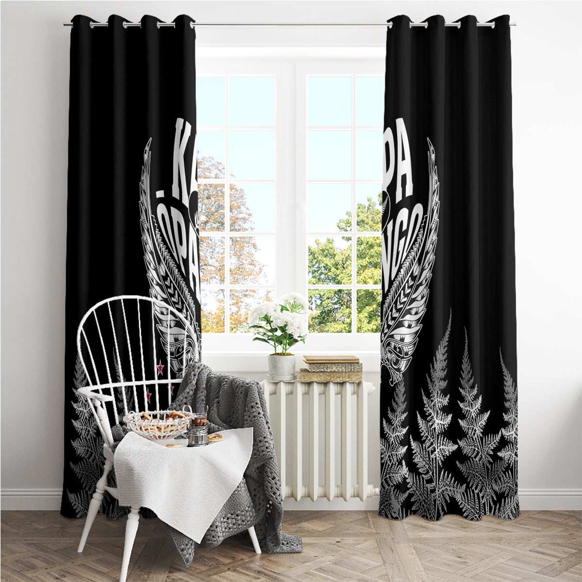 Custom New Zealand Rugby Window Curtain NZ Opango Forever Silver Fern Heart - Wonder Print Shop