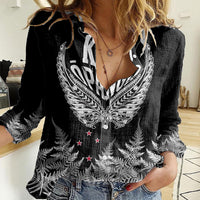 Custom New Zealand Rugby Women Casual Shirt NZ Opango Forever Silver Fern Heart - Wonder Print Shop