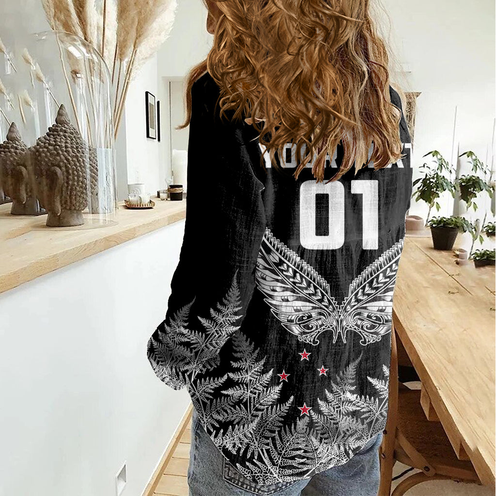 Custom New Zealand Rugby Women Casual Shirt NZ Opango Forever Silver Fern Heart - Wonder Print Shop