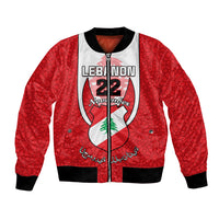 Personalised Lebanon Independence Day Bomber Jacket Lebanese Coat Of Arms Islamic Pattern - Wonder Print Shop