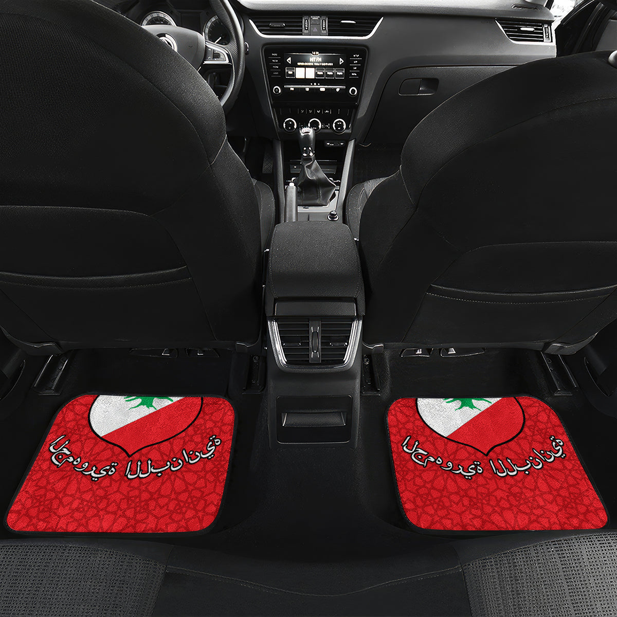 Lebanon Independence Day Car Mats Lebanese Coat Of Arms Islamic Pattern - Wonder Print Shop