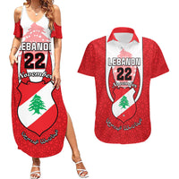 Personalised Lebanon Independence Day Couples Matching Summer Maxi Dress and Hawaiian Shirt Lebanese Coat Of Arms Islamic Pattern - Wonder Print Shop