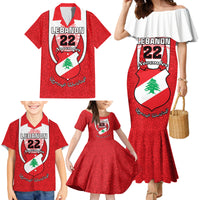Personalised Lebanon Independence Day Family Matching Mermaid Dress and Hawaiian Shirt Lebanese Coat Of Arms Islamic Pattern - Wonder Print Shop