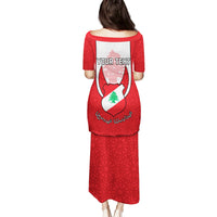 Personalised Lebanon Independence Day Family Matching Puletasi Dress and Hawaiian Shirt Lebanese Coat Of Arms Islamic Pattern - Wonder Print Shop