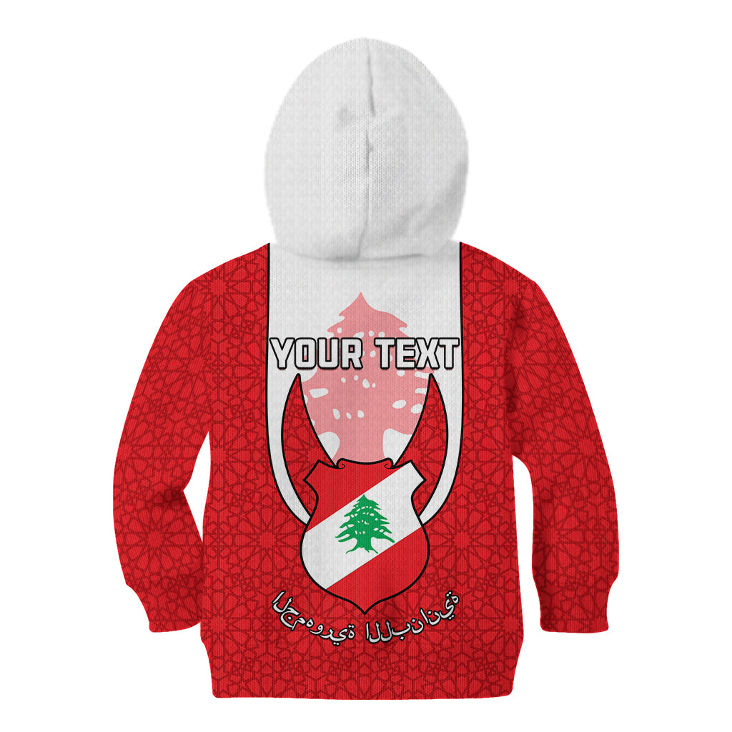 Personalised Lebanon Independence Day Kid Hoodie Lebanese Coat Of Arms Islamic Pattern - Wonder Print Shop