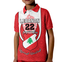 Personalised Lebanon Independence Day Kid Polo Shirt Lebanese Coat Of Arms Islamic Pattern - Wonder Print Shop