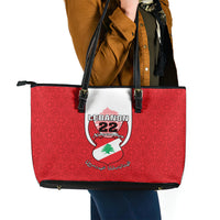 Lebanon Independence Day Leather Tote Bag Lebanese Coat Of Arms Islamic Pattern - Wonder Print Shop
