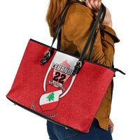 Lebanon Independence Day Leather Tote Bag Lebanese Coat Of Arms Islamic Pattern - Wonder Print Shop